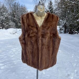 Vintage Caramel Mink Fur Short Vest, Vintage Fur, Fur Vest
